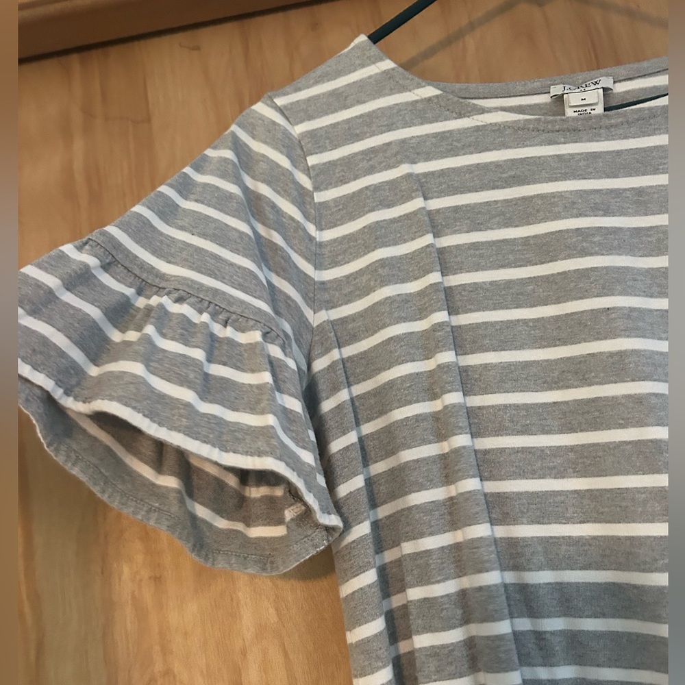 Jcrew Medium Striped Ruffle Sleeve Dress - Picture 3 of 4